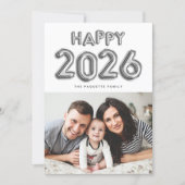 Cartes Pour Fêtes Annuelles Ballons à huile d'argent 2025 Bonne année photo (Devant)