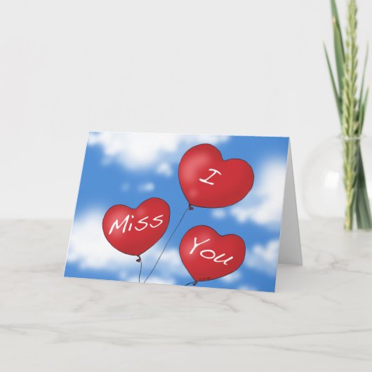 Cartes Pour Fêtes Annuelles Ballons de coeur vous me manquez (Devant)