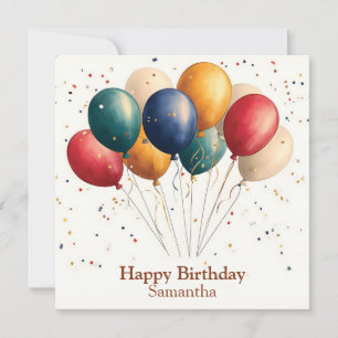 Cartes Pour Fêtes Annuelles Ballons de fête colorés avec Confetti