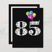 Cartes Pour Fêtes Annuelles Ballons de fête du 85e anniversaire en noir (Devant / Derrière)