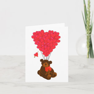 Cartes Pour Fêtes Annuelles Ballons d'ours et de coeur de nounours