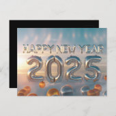 Cartes Pour Fêtes Annuelles Ballons métalliques "Bonne année 2025 (Devant / Derrière)