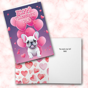 Cartes Pour Fêtes Annuelles Ballons Saint-Valentin Bouledogue Français Blanc