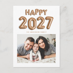 Cartes Pour Fêtes Annuelles Balloons Mylar en feuille de rose doré 2027 Photo