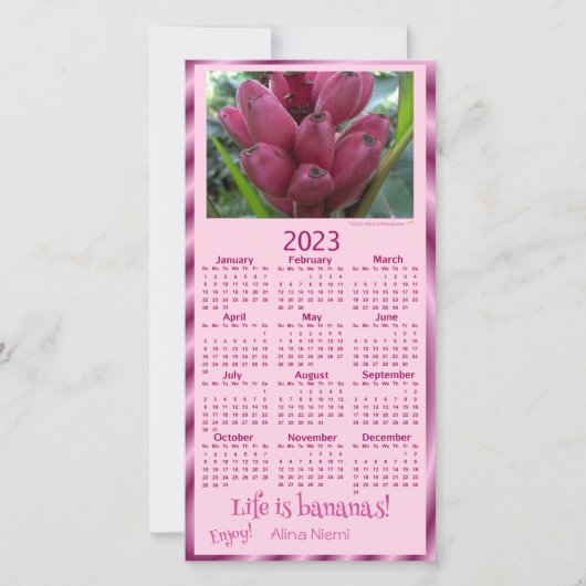 Cartes Pour Fêtes Annuelles bananes roses (Devant)