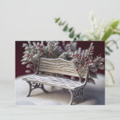 Cartes Pour Fêtes Annuelles Banc couvert de gel avec fraises (Debout devant)