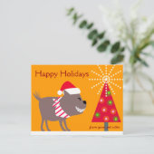 Cartes Pour Fêtes Annuelles Bandana Dog & Christmas tree-orange (Debout devant)