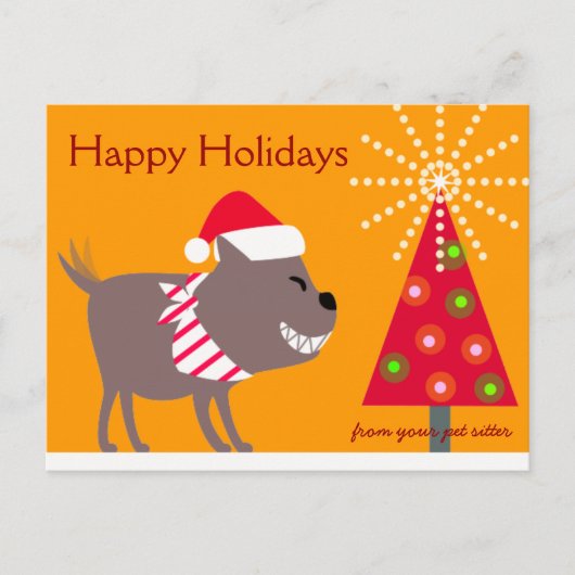 Cartes Pour Fêtes Annuelles Bandana Dog & Christmas tree-orange (Devant)