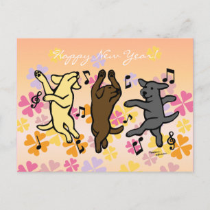 Cartes Pour Fêtes Annuelles Bande dessinée de danse heureuse de trio de