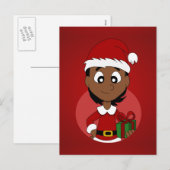 Cartes Pour Fêtes Annuelles Bande dessinée de fille de Noël (Devant / Derrière)