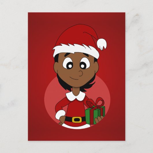 Cartes Pour Fêtes Annuelles Bande dessinée de fille de Noël (Devant)