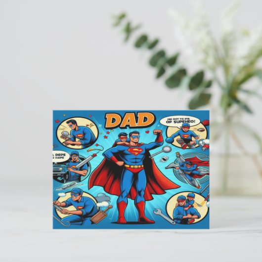 Cartes Pour Fêtes Annuelles Bande dessinée Super Papa (Debout devant)