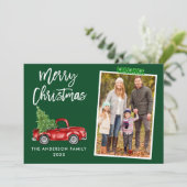 Cartes Pour Fêtes Annuelles Bande verte Script de bande Camion Noël (Debout devant)