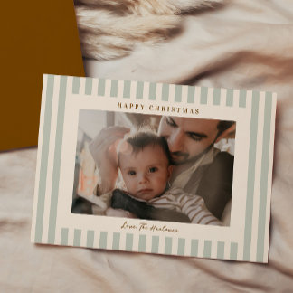 Cartes Pour Fêtes Annuelles Bande Verte Terreuse Douce Photo Noël Fêtes