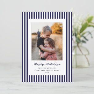 Cartes Pour Fêtes Annuelles Bandes Bleues de la Marine Joyeuses Fêtes Photo Pl