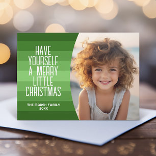 Cartes Pour Fêtes Annuelles Bandes rétro avec photo courbe - Vert de Noël