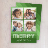 Cartes Pour Fêtes Annuelles Bandes rétro en vert olive - 4 Photo - Joyeux