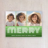 Cartes Pour Fêtes Annuelles Bandes rétro en vert olive - Joyeux 3 Photo