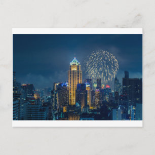 Cartes Pour Fêtes Annuelles Bangkok skyline at new years eve night panorama