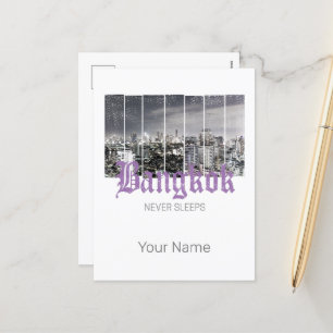 Cartes Pour Fêtes Annuelles Bangkok Skyline Vintage BKK Retro Thaïlande Design