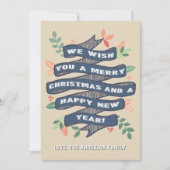 Cartes Pour Fêtes Annuelles Bannière de Noël florale (Devant)