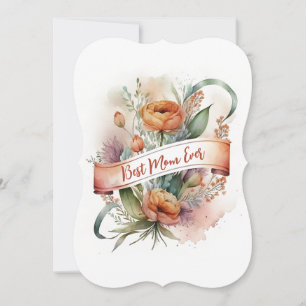 Cartes Pour Fêtes Annuelles Bannière Meilleure Maman Fleurie Aquarelle pour la