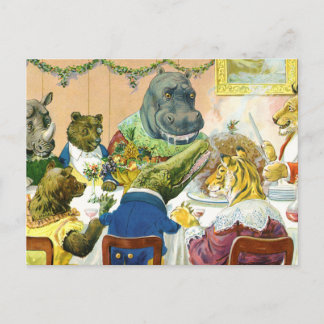 Cartes Pour Fêtes Annuelles Banquet de Noël chez la terre animale