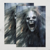 Cartes Pour Fêtes Annuelles Banshee hideuse maléfique hurlante (Devant / Derrière)