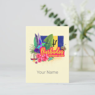 Cartes Pour Fêtes Annuelles Barbados Retro Caraïbes Vintage Island Souvenir