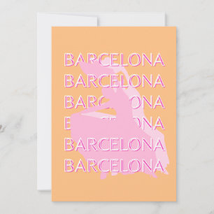 Cartes Pour Fêtes Annuelles Barcelona Travel Art, Espagne, Orange, Rose