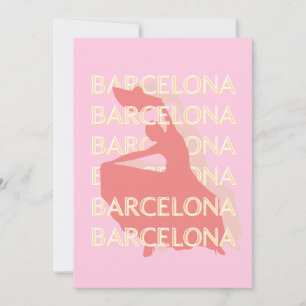 Cartes Pour Fêtes Annuelles Barcelone Art Voyage, Rose, Pastel