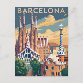 Cartes Pour Fêtes Annuelles Barcelone Espagne vintage