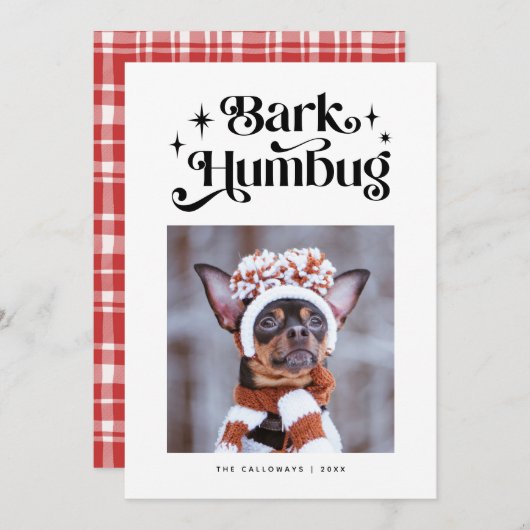 Cartes Pour Fêtes Annuelles BARK HUMBUG Funny Chien Photo Noël (Devant / Derrière)