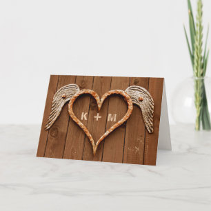 Cartes Pour Fêtes Annuelles Barn Wood Heart sur mesure Monogrammes Saint-Valen