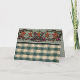 Cartes Pour Fêtes Annuelles Barnboards s'est rouillé vert d'étoiles