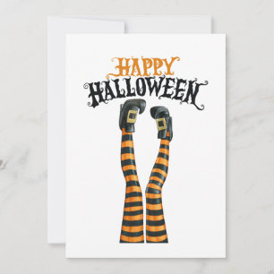 Cartes Pour Fêtes Annuelles Bas Collants de Sorcière Rayés Chaussettes Joyeux 