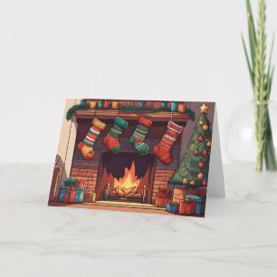 Cartes Pour Fêtes Annuelles Bas de Noël suspendus au-dessus de la cheminée