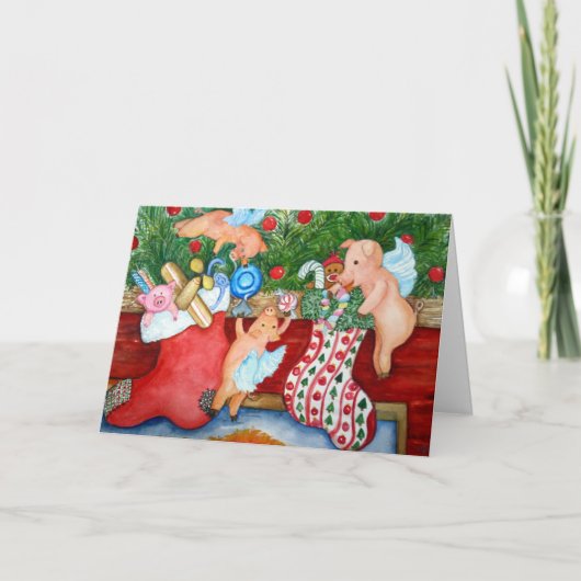 Cartes Pour Fêtes Annuelles Bas de substance de porcs de vol (Devant)