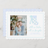 Cartes Pour Fêtes Annuelles Bas Noël à l'aquarelle bleue Prépa (Devant / Derrière)