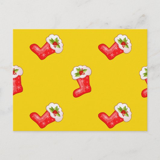 Cartes Pour Fêtes Annuelles Bas rouges de Noël sur Jaune (Devant)