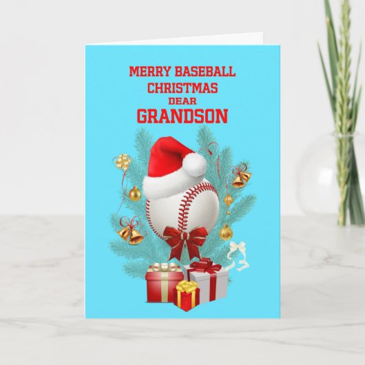 Cartes Pour Fêtes Annuelles Baseball de Noël de Grandson (Devant)