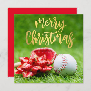 Cartes Pour Fêtes Annuelles Baseball Joyeux Noël avec balle verte