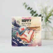 Cartes Pour Fêtes Annuelles Baseball pour la Saint-Valentin avec des cœurs (Debout devant)