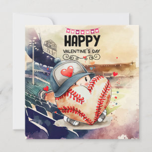 Cartes Pour Fêtes Annuelles Baseball pour la Saint Valentin avec les coeurs