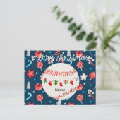 Cartes Pour Fêtes Annuelles Baseball pour Noël avec nom (Debout devant)