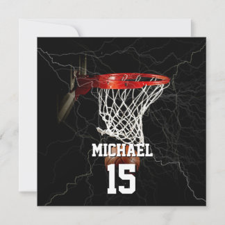 Cartes Pour Fêtes Annuelles Basket-ball Ajouter Votre Nom Et Numéro Pop Art