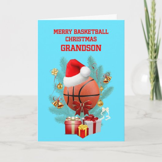Cartes Pour Fêtes Annuelles Basket-ball de Noël de Grandson (Devant)