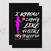 Cartes Pour Fêtes Annuelles Basket-ball Femmes Drôle Jouer comme une fille Bas (Devant / Derrière)