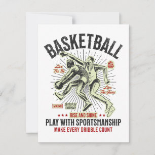 Cartes Pour Fêtes Annuelles Basket-Ball - Lever & Briller Jouer Avec Sportif