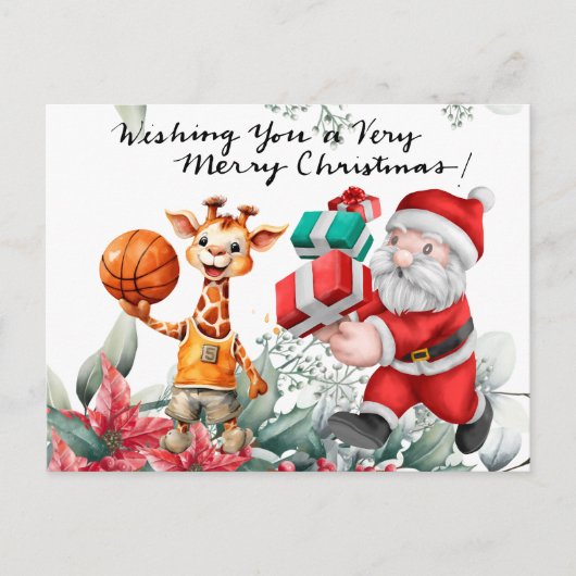 Cartes Pour Fêtes Annuelles Basket-ball sur le thème de Noël (Devant)